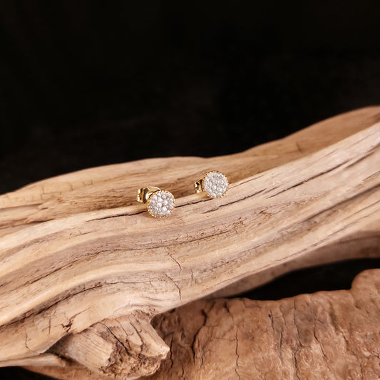 Boucles d'oreilles en laiton doré et Galuchat (diamètre 6mm)