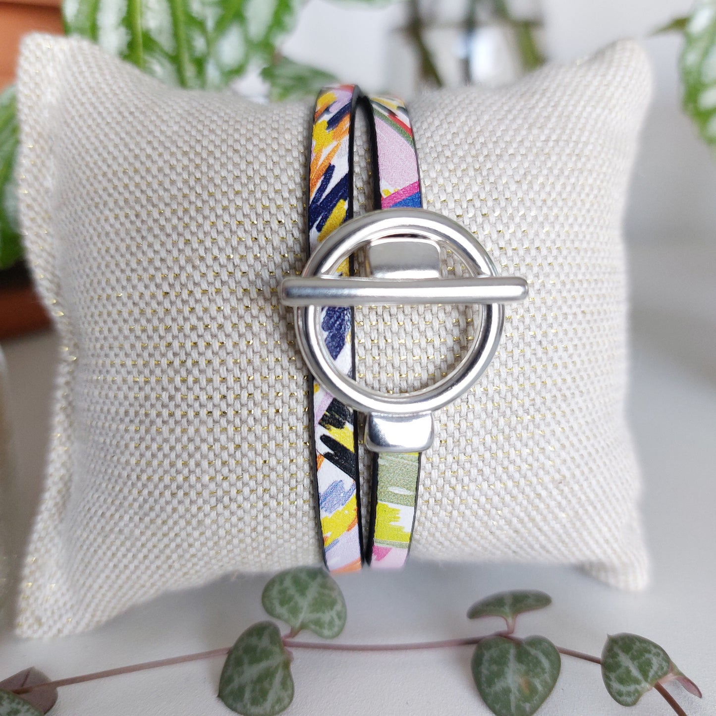 Bracelet Tog en cuir Imprimé Multicolore