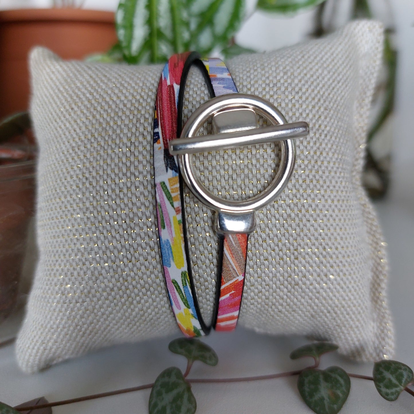 Bracelet Tog en cuir Imprimé Multicolore