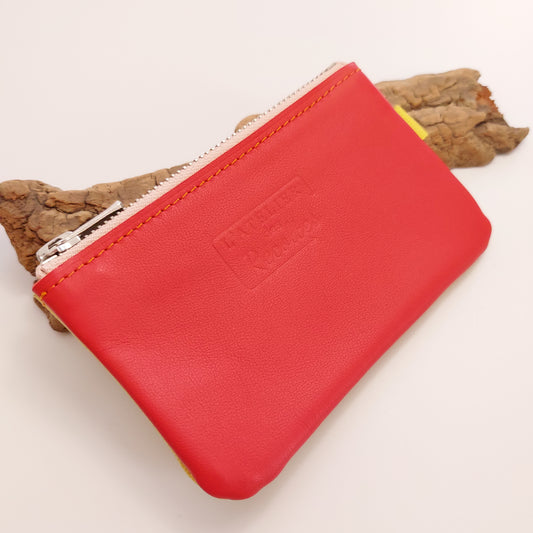 Porte monnaie - mini pochette PM12 Bicolore cuir Rose et jaune grainé