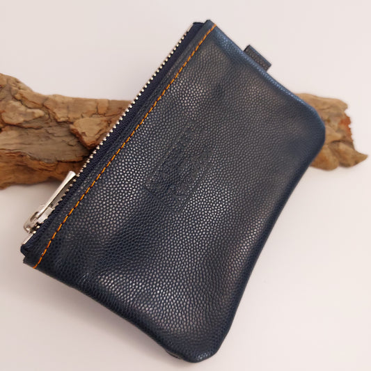 Porte monnaie - mini pochette PM12 cuir grainé Bleu Nuit