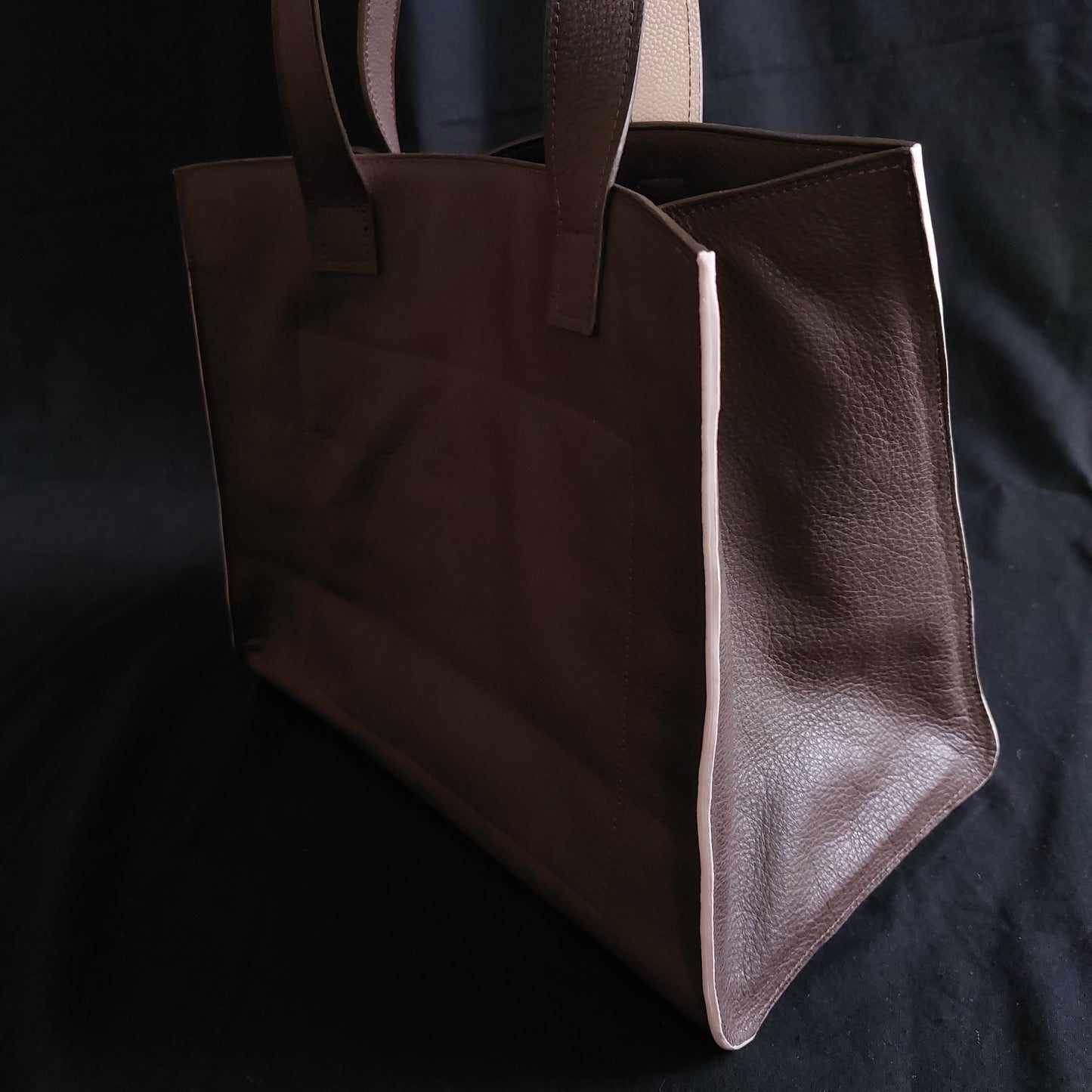 Sac Cabas en cuir pleine fleur marron - Pièce Unique