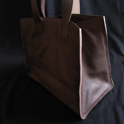 Sac Cabas en cuir pleine fleur marron - Pièce Unique
