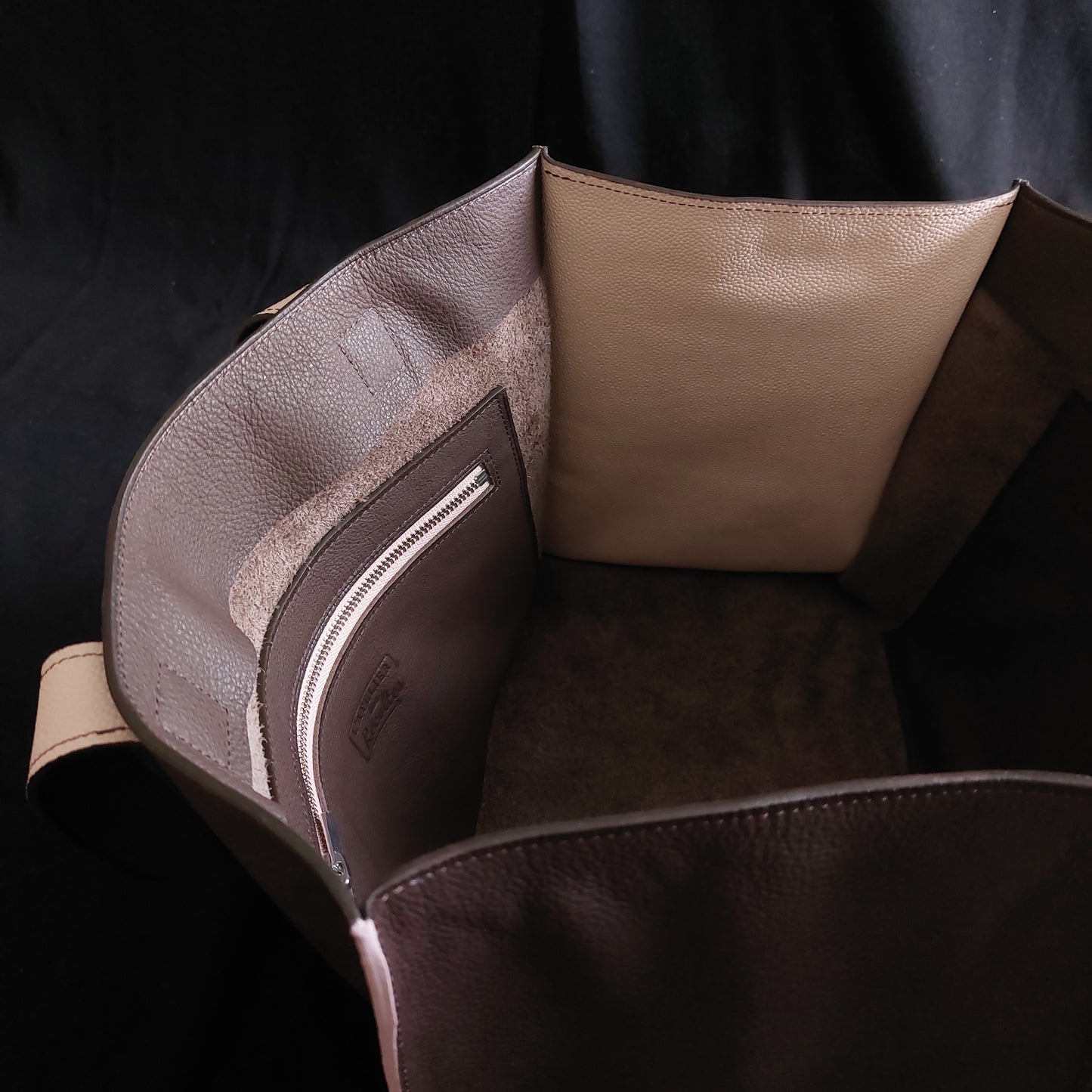 Sac Cabas en cuir pleine fleur marron - Pièce Unique