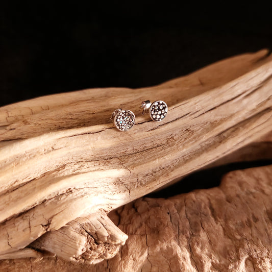 Boucles d'oreilles en Argent et Galuchat (diamètre 6mm)