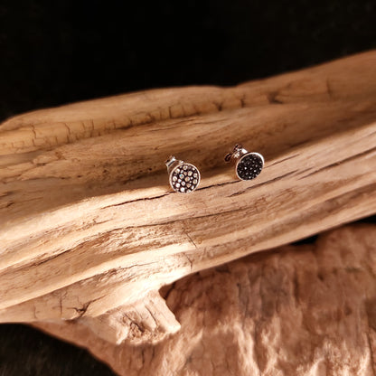 Boucles d'oreilles en Argent et Galuchat (diamètre 6mm)