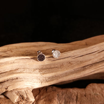 Boucles d'oreilles en Argent et Galuchat (diamètre 6mm)