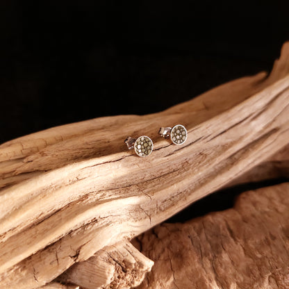 Boucles d'oreilles en Argent et Galuchat (diamètre 6mm)