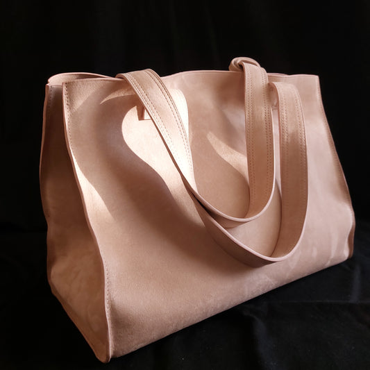 Sac Cabas en cuir pleine fleur Beige-Rose finition Nubuck - Pièce Unique