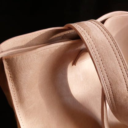 Sac Cabas en cuir pleine fleur Beige-Rose finition Nubuck - Pièce Unique